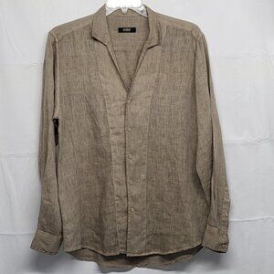 Kuss Mens Shirt 100% Linen XXL (46" Chest ) Button Up Long Sleeve Made in Italy